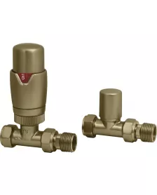 APS49727 Brushed Brass Straight Thermostatic Radiator Valve Pack (Pairs) Brushed Brass