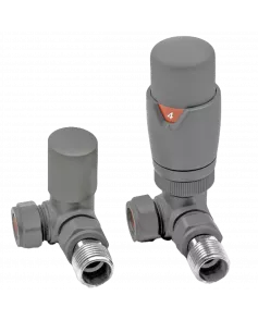 APS49730 RAL7012 Corner Thermostatic Radiator Valve Pack (Pairs) RAL7012