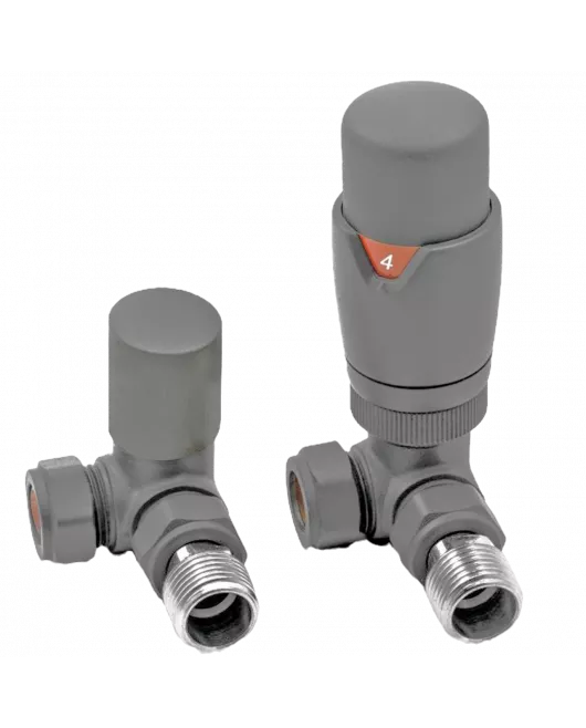 APS49730 RAL7012 Corner Thermostatic Radiator Valve Pack (Pairs) RAL7012