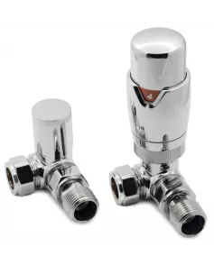 APS49731 Chrome Corner Thermostatic Radiator Valve Pack (Pairs) Chrome