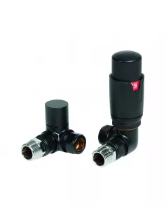 APS49735 Black Corner Thermostatic Radiator Valve Pack (Pairs) Black 