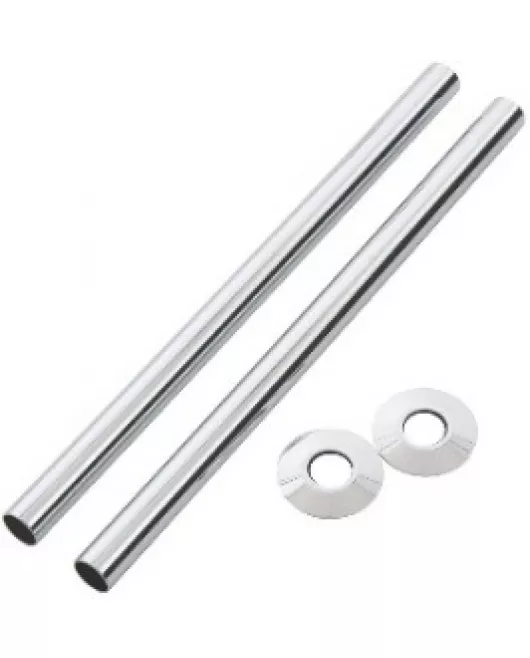 APS49776 Chrome 15mm Pipe and Rosettes chrome