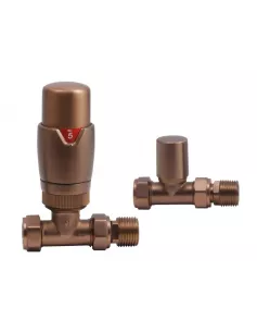 APS49847 Brushed Bronze Straight Thermostatic Radiator Valve Pack (Pairs) Brushed Bronze