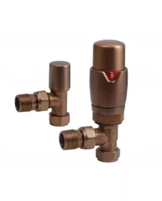 APS49848 Brushed Bronze Angled Thermostatic Radiator Valve Pack (Pairs) Brushed Bronze