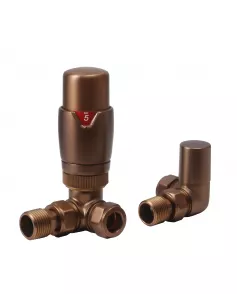 APS49849 Brushed Bronze Corner Thermostatic Radiator Valve Pack (Pairs) Brushed Bronze