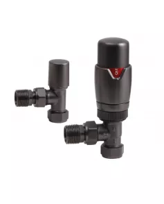 APS49851 Gunmetal Angled Thermostatic Radiator Valve Pack (Pairs) Gunmetal