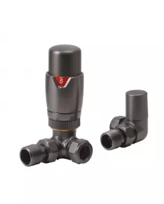 APS49852 Gunmetal Corner Thermostatic Radiator Valve Pack (Pairs) Gunmetal