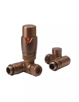 APS49856 TRV set Dual fuel element corner valves Brushed Bronze