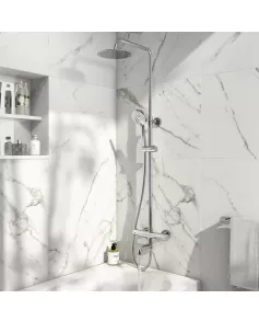 APS51261 Solar Round Rigid Riser Shower With Bath Filler Chrome