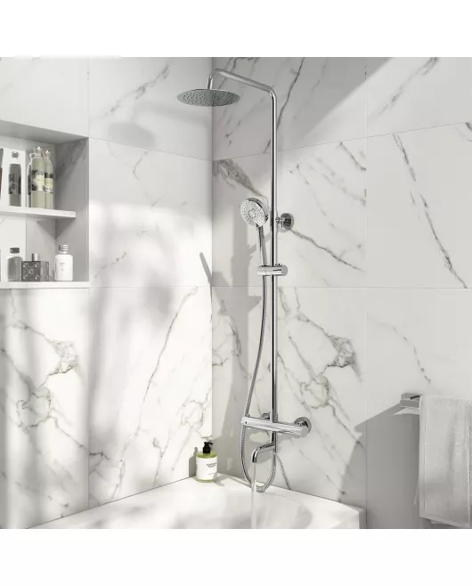 APS51261 Solar Round Rigid Riser Shower With Bath Filler Chrome