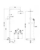 APS51261 Solar Round Rigid Riser Shower With Bath Filler Chrome