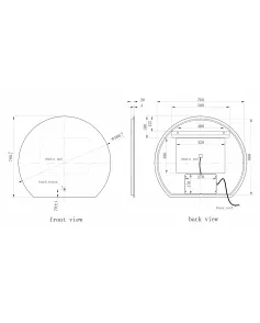 APS51284 Olive LED Mirror 700x800x30mm Silver