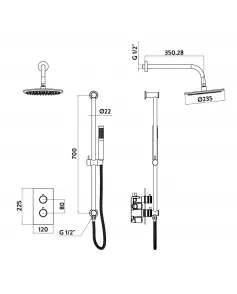 APS51341 Core Brushed Bronze Round Handle, Head & Handset Riser Kit Brushed Bronze