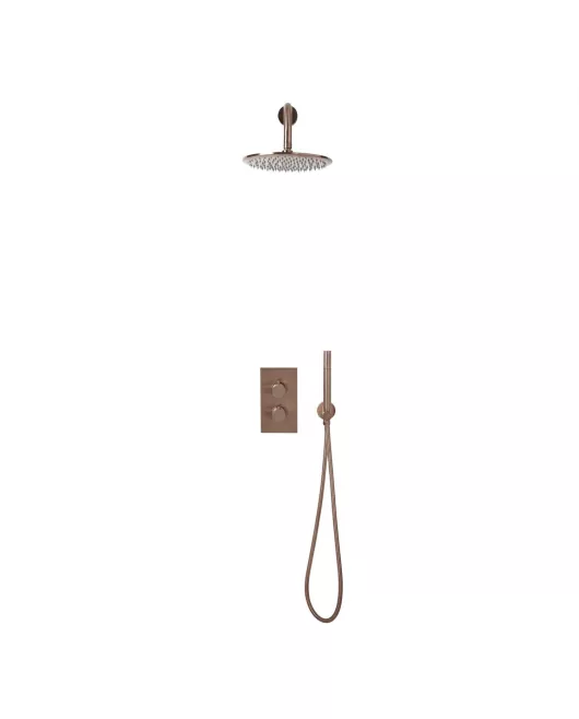 APS51342 Core Brushed Bronze Round Handle, Handset & Mounting Bracket Brushed Bronze