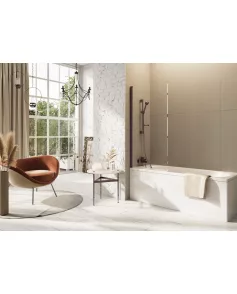 APS51354 Thalia Single Panel Bath Screen Brushed Bronze