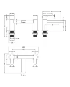 APS51372 Arvan Deck Mounted Bath Filler Brushed Bronze