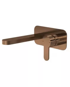 APS51374 Arvan Wall Mounted 2 Tap Hole Basin Mixer With Plate Brushed Bronze