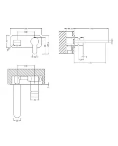 APS51374 Arvan Wall Mounted 2 Tap Hole Basin Mixer With Plate Brushed Bronze