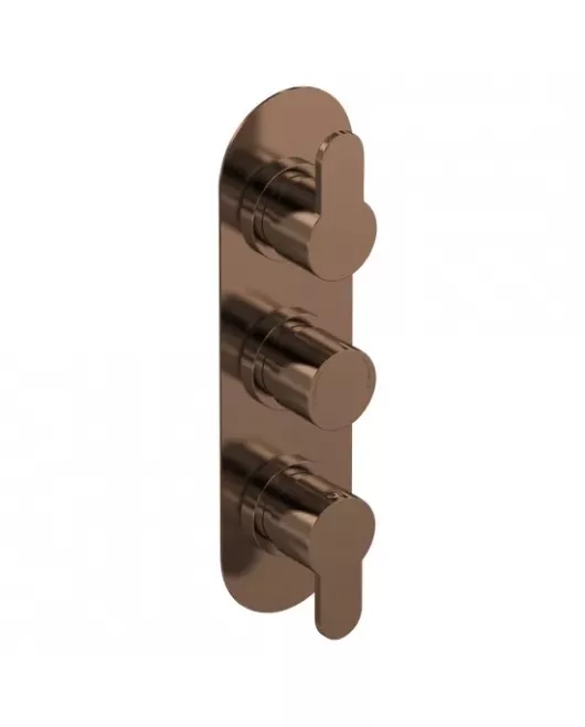 APS51377 Arvan Triple Thermostatic Valve with Diverter Brushed Bronze