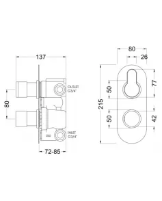 APS51379 Arvan Twin Thermostatic Valve with Diverter Brushed Bronze