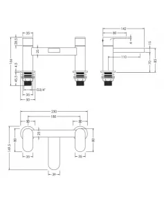 APS51380 Binsey Deck Mounted Bath Filler Brushed Bronze