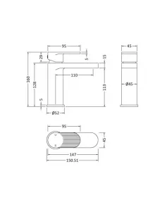 APS51383 Cyprus Fluted Mono Basin Mixer with Push Button Waste Brushed Bronze
