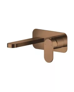 APS51386 Binsey Wall Mounted 2 Tap Hole Basin Mixer With Plate Brushed Bronze