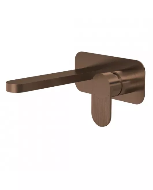APS51387 Cyprus Wall Mounted 2 Tap Hole Basin Mixer With Plate Brushed Bronze