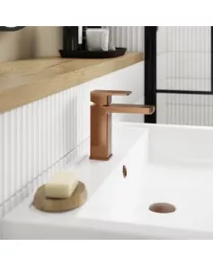 APS51392 Windon Mono Basin Mixer with Push Button Waste Brushed Bronze