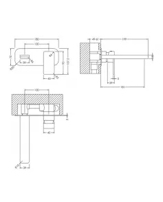 APS51394 Windon Wall Mounted 2 Tap Hole Basin Mixer With Plate Brushed Bronze