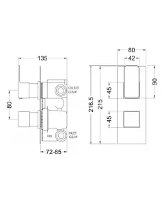 APS51399 Windon Twin Thermostatic Valve with Diverter Brushed Bronze
