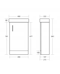 APS51405 Lanza Cloakroom Vanity Floor Mounted 