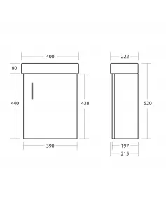 APS51415 Lanza Cloakroom Vanity Wall Mounted 