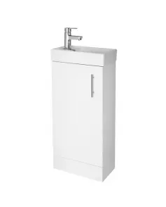 APS51417 Vault Floor Standing Single Door Compact Vanity Unit with Ceramic Basin 400mm White