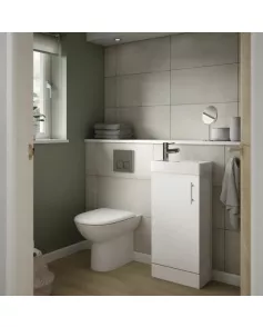 APS51417 Vault Floor Standing Single Door Compact Vanity Unit with Ceramic Basin 400mm White