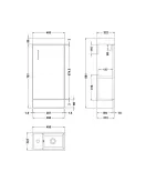 APS51417 Vault Floor Standing Single Door Compact Vanity Unit with Ceramic Basin 400mm White