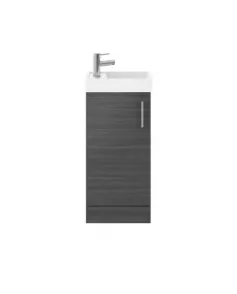 APS51418 Vault Floor Standing Single Door Compact Vanity Unit with Ceramic Basin 400mm Anthracite