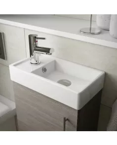 APS51418 Vault Floor Standing Single Door Compact Vanity Unit with Ceramic Basin 400mm Anthracite