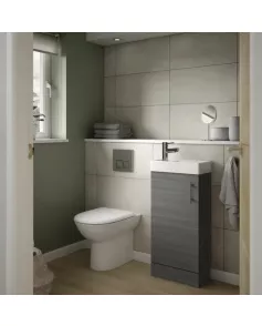 APS51418 Vault Floor Standing Single Door Compact Vanity Unit with Ceramic Basin 400mm Anthracite