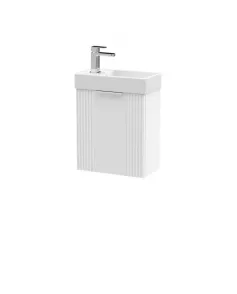 APS51419 Deco Compact Wall Hung 1 Door Vanity Basin Unit & Ceramic Basin, 400mm White