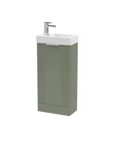 APS51420 Deco Compact Floor Standing 1 Door Vanity Basin Unit & Ceramic Basin, 400mm Green