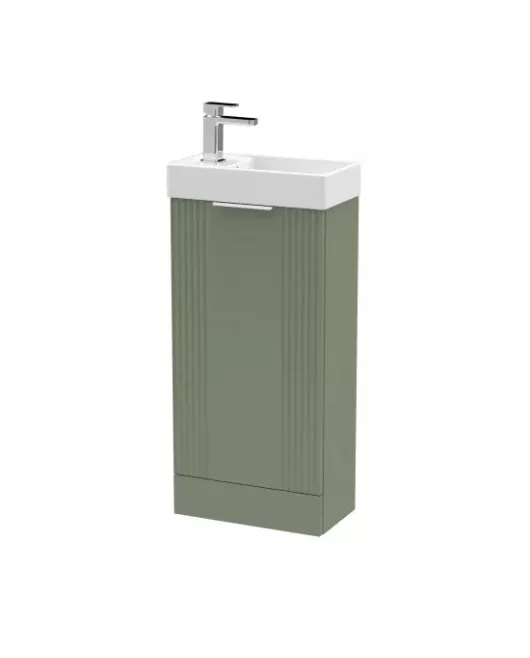 APS51420 Deco Compact Floor Standing 1 Door Vanity Basin Unit & Ceramic Basin, 400mm Green