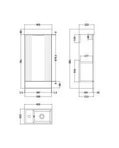 APS51420 Deco Compact Floor Standing 1 Door Vanity Basin Unit & Ceramic Basin, 400mm Green