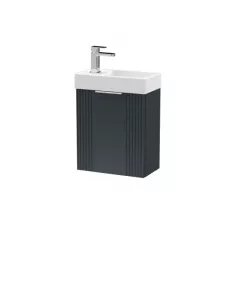 APS51421 Deco Compact Wall Hung 1 Door Vanity Basin Unit & Ceramic Basin, 400mm Black