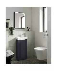 APS51423 Deco Compact Floor Standing 1 Door Vanity Basin Unit & Ceramic Basin, 400mm Black