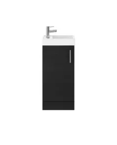 APS51424 Vault Floor Standing Single Door Compact Vanity Unit with Ceramic Basin 400mm Black