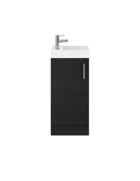 APS51424 Vault Floor Standing Single Door Compact Vanity Unit with Ceramic Basin 400mm Black APS51424 Vault Floor Standing Single Door Compact Vanity Unit with Ceramic Basin 400mm Black
