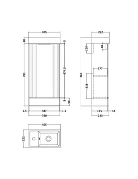 APS51426 Deco Compact Floor Standing 1 Door Vanity Basin Unit & Ceramic Basin, 400mm - Satin Blue Blue APS51426 Deco Compact Floor Standing 1 Door Vanity Basin Unit & Ceramic Basin, 400mm - Satin Blue Blue