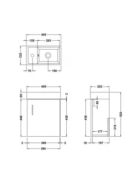 APS51427 Vault Wall Hung Single Door Compact Vanity Unit with Ceramic Basin 400mm - Hacienda Black Black APS51427 Vault Wall Hung Single Door Compact Vanity Unit with Ceramic Basin 400mm - Hacienda Black Black