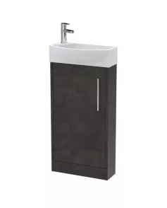 APS51428 Juno Compact Floor Standing 1 Door Unit & 1 Tap Hole Ceramic Basin Right Hand, 440mm - Metallic Slate Slate